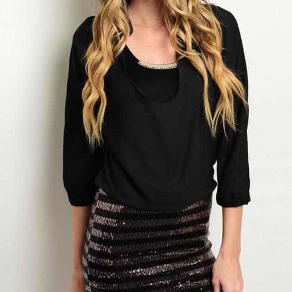 Black and Bronze Sequin Dress - Picture 3 of 4